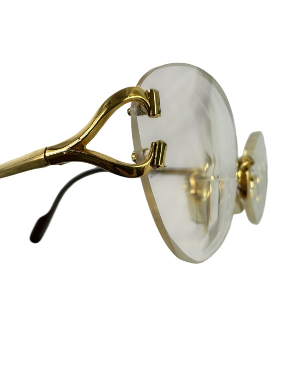 Vintage CARTIER 130 Rimless Oval Eyeglasses Gold C Decor Frames Made In France